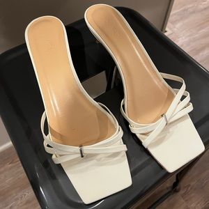 White kitten heel sandals